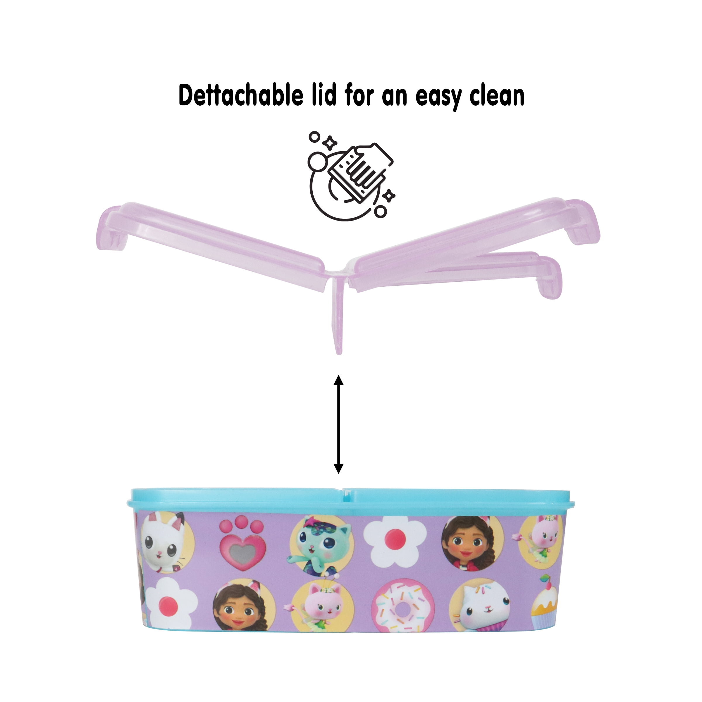 Gabby's Dollhouse Multi Compartment Lunch Box Set - Bento Box with Multiple Compartments - Spill-Proof and Leak-Proof - Durable and Easy to Clean