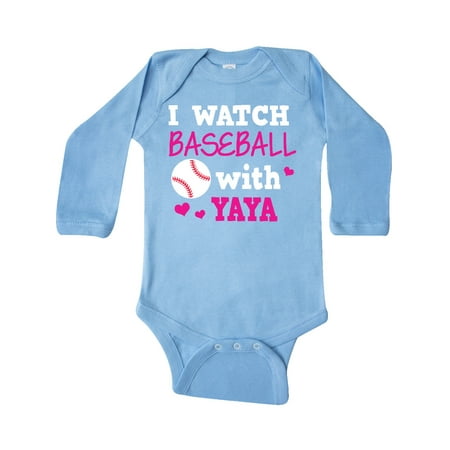 

Inktastic I Watch Baseball with My Yaya Gift Baby Boy or Baby Girl Long Sleeve Bodysuit