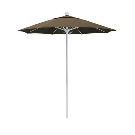 7.5 ft. Fiberglass Pulley Open Market Umbrella - Matted White and Sunbrella-Cocoa