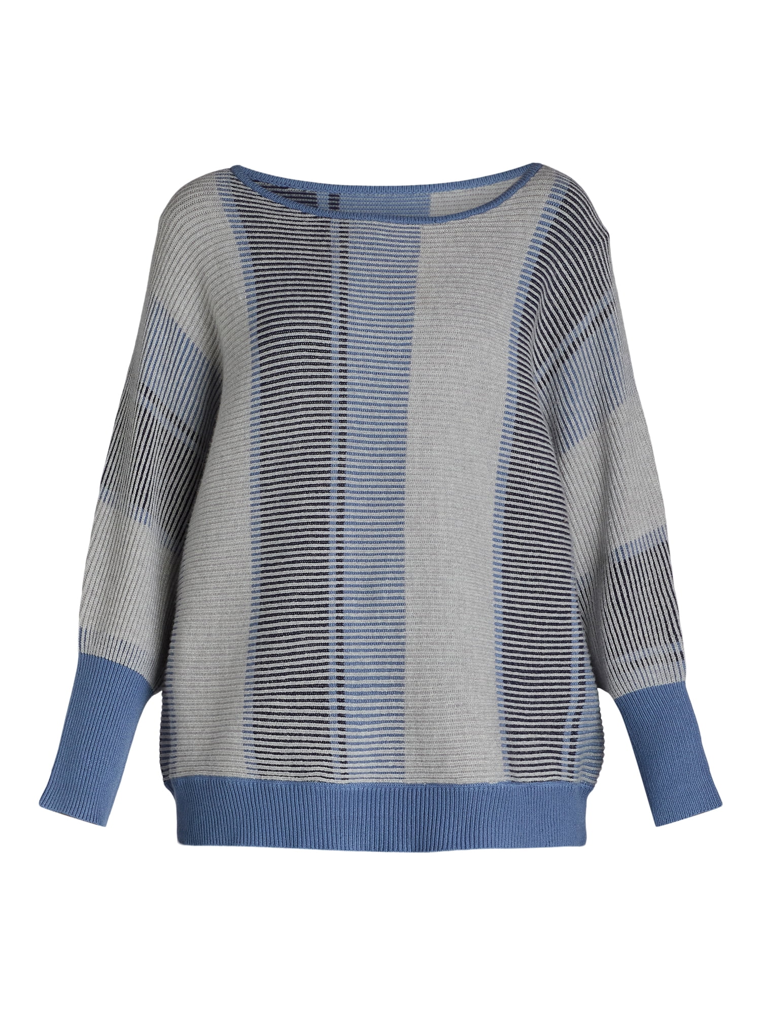 Absolutely Famous Women's Plus Boat Neck Striped Dolman Pullover, Size 1X-4X