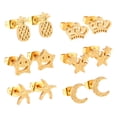 thumbnail image 1 of LUXUKISSKIDS, juegos de pendientes, tachuelas para mujer, moda de acero inoxidable, 6 par/caja, Piercing 316L hipoalergénico, pequeño brinco, regalos para niños Dengxun unisex, 1 of 2