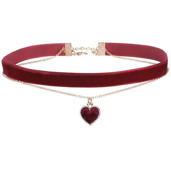 Aellinatey Exquisite Double Layer Necklace Sexy Short Chain Necklace Heart Pendant Choker