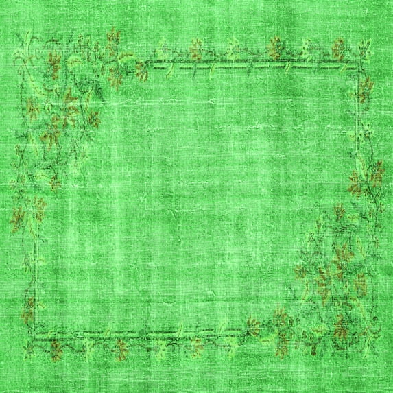 Ahgly Company Indoor Square Oriental Green Asian Inspired Area Rugs, 8' Square