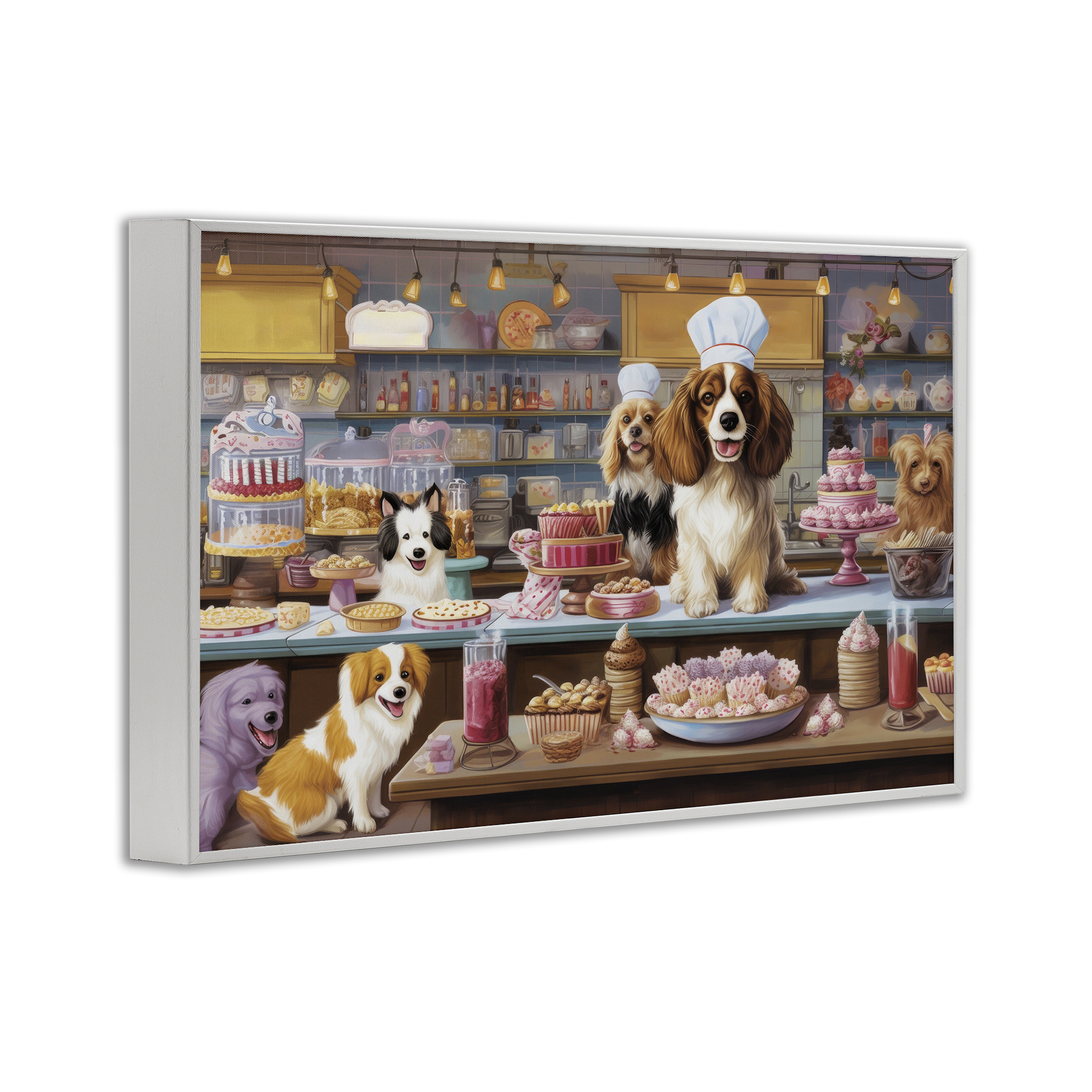 Stupell Industries Sweet Treats Pastry Dogs Food & Beverage Painting White Framed Art Print Wall Art, 18 x 12