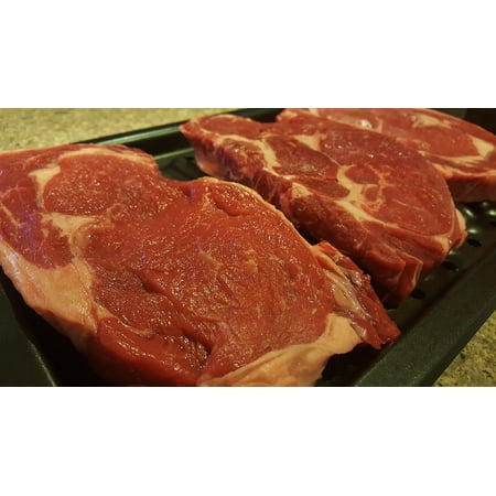 Canvas Print Steak Flesh Uncooked Cut Raw Meat Butcher Ribeye Stretched Canvas 10 x