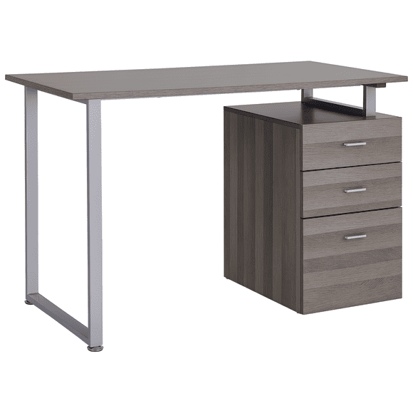 47" Dark Wood Grain Computer Desk with Reversible Drawers - Home Office Writing Table, Metal Frame, 23.6" Depth, Ideal for Work & Study Spaces