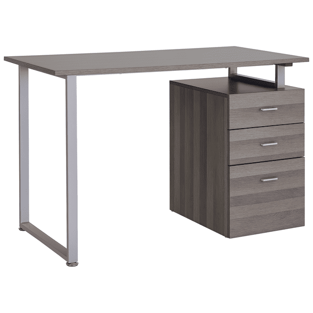 47" Dark Wood Grain Computer Desk with Reversible Drawers - Home Office Writing Table, Metal Frame, 23.6" Depth, Ideal for Work & Study Spaces
