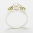 thumbnail image 2 of LBG British Made 9k White Gold Cultured Pearl & Peridot Womens Cluster Ring - 33 size options - Size 6.25, 2 of 6