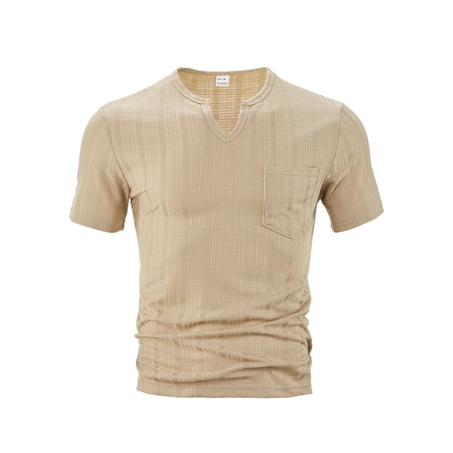 Camisetas de Manga Larga de los Hombres de Algodón Poliéster Mezcla Turndown Camisa de Cuello, Color Sólido Moda Casual Superior