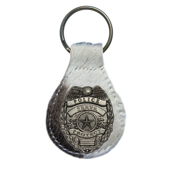 Police Law Enforcement leather key fob or keychain Hair