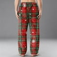 thumbnail image 2 of Garbnen Plaid Flannel Pj Pants for Men Winter Fluffy Fleece Sleep Pant with Pockets Wide Leg Elastic Band Lounge Pj Bottoms for Men, 2 of 7