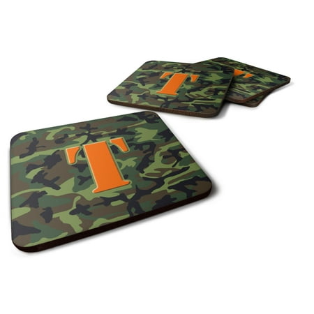 

Carolines Treasures CJ1030-TFC Letter T Monogram - Camo Green Foam Coaster Set of 4 3 1/2 x 3 1/2 multicolor