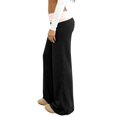 thumbnail image 5 of Wevis Ladies Color Block Fold Waist Micro Flare Pants Low Rise Elastic Waist Workout Sweatpants Daily Loungewear, 5 of 6