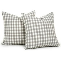 Outdoor Light Gray and White Buffalo Plaid Pillow Covers 20x20 Set of 2, Grey White Gingham Check Pillows Decorative Throw Pillow Covers, 20 x 20 Buffalo Plaid Pillow Covers for Couch