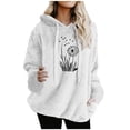 thumbnail image 2 of EchfiProm Pullover Sweatshirt for Womens Hoodies Fleece with Pockets Hooded Long Sleeve Fall Oversized White Ladies Tops Graphic, 2 of 4