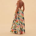 thumbnail image 2 of Morttic Women's Bohemian Tropical Floral Spaghetti Strap V-Neck A-Line Maxi Dress Sexy Summer Beach Vacation Long Dress Multicolor，S, 2 of 3