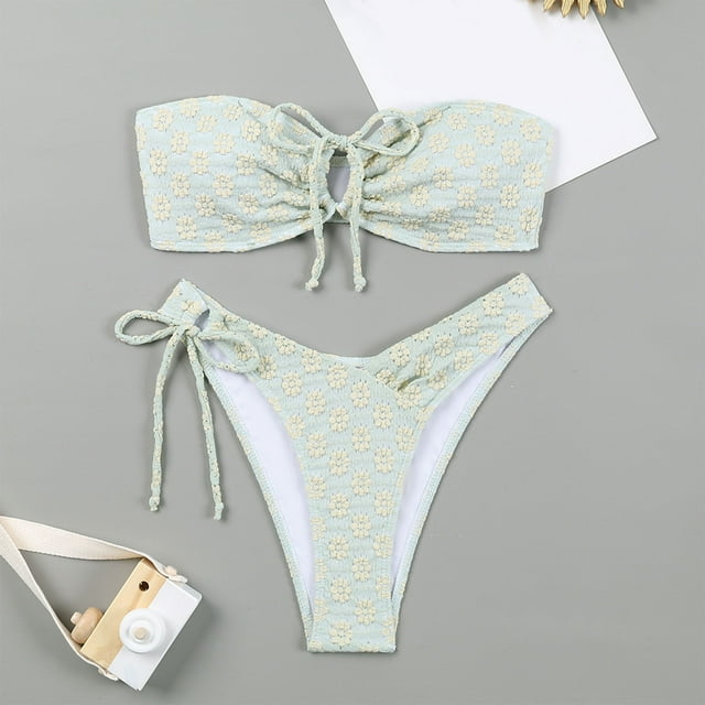 Traje de baño de 2 piezas para mujer, trajes de baño para mujer, traje de baño sin mangas estampado de moda para mujer, traje de baño con relleno y efecto push-up, traje de baño de playa para mujer