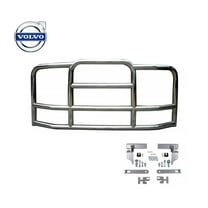 Large Model Deer Grille Guard Compatible for VOLVO VNL (2018-2022) with Brackets - 90"x10-1/5"x40" Heavy Duty Polished Stainless Steel Grille Guard for Trucks