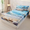 thumbnail image 2 of Homewish Marine Starfish Shell Zipper Full Size Comforter Sets with Fitted Sheet and 2 Pillowcases for Teens,Boys Girls Ocean Beach Zipper Bedding Set,4pcs, 2 of 6