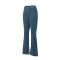thumbnail image 3 of Seyurigaoka Women Juniors Casual Gradient Jeans, Plus Sized Button Bootcut Pants with Pockets, 3 of 10