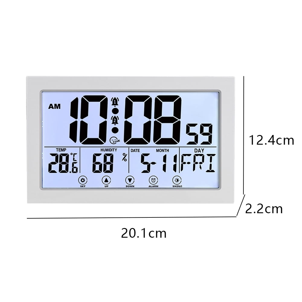 Atomic Clock with Indoor Temperature and Humidity,Self-Setting Digital Wall Clock or Desk Clock,Battery Operated Alarm Digital Clock Large Display for Seniors