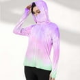thumbnail image 2 of SROBPTY Womens Jackets, Hooded Jackets for Women, Ladies Gradient Printed Long Sleeve Hooded Thumb Buckle Sun Protection Jackets Multicolor,L, 2 of 5