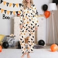 thumbnail image 5 of Womens Pajama Sets Halloween Satin Button Down Full Length Pant 2pc Nightwear Halloween Pajamas for Women Set Beige L, 5 of 5
