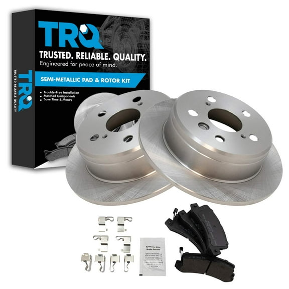 TRQ Rear Brake Pad & Rotor Kit Brake Pads Brake Rotor Semi-Metallic Fits Select 1997-1999 Lexus ES300 1992-1999 Toyota Camry 1999 Solara