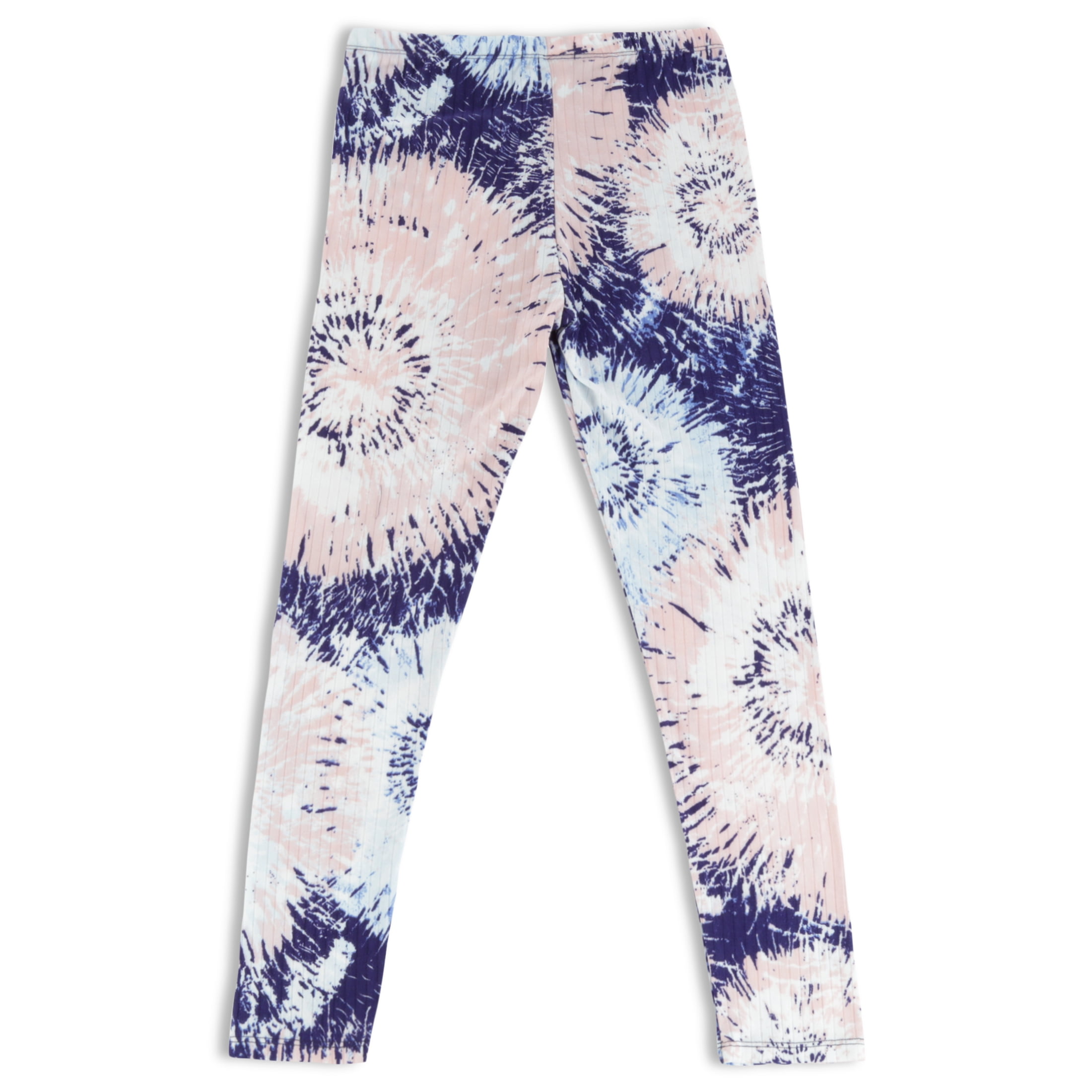 One Step Up Girls' Printed and Solid Ribbed Leggings with Scrunchie, 2-Pack, Sizes 4-12