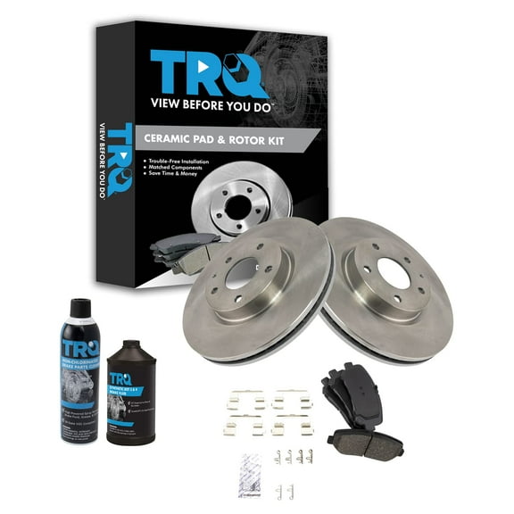 TRQ Front Premium Ceramic Disc Brake Pad & Rotor Kit w/Chemicals for Mazda CX-5 BKA16689