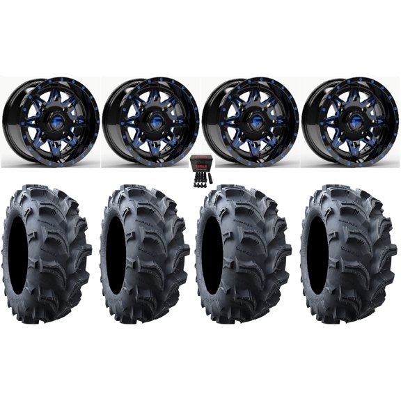 Fuel Lethal 14" Wheels Blue 28" Vampire II Tires Polaris RZR XP 1000 / PRO XP / Ranger XP 900/1000