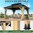 thumbnail image 6 of Howsvn 11 x 13 ft. Patio Cedar Wood Gazebo, Hardtop Wooden Gazebos, Double Metal Roof with Gray Curtains and Netting for Backyard, 6 of 7
