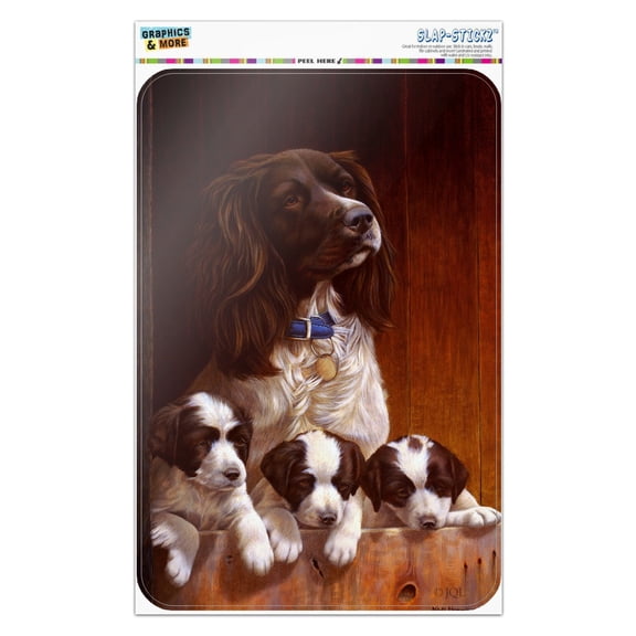 English Springer Spaniel Mother Puppies in Barn Home Business Office Sign