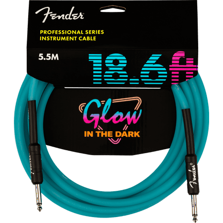 Fender Professional 18.6 Foot Glow in the Dark Instrument Cable Blue #0990818108