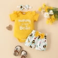 thumbnail image 3 of HCNTES Baby Girl Clothes 0 3 6 9 12 18 Months Letter Print Mommy is my Bestie Ruffle Romper and Floral Short Sets Cute Baby Summer Outfit, 3 of 7