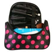 Travel Cosmetic Makeup Organizer Bag with Mirror (Pink)