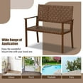 thumbnail image 2 of Gymax Patio Loveseat Bench w/ Solid Rubber Wood Frame & Hand Woven PU Leather All Weather, 2 of 4