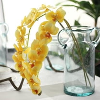 JeashCHAT Artificial Orchid Stems Fake Phalaenopsis Flower Branch (Not Silk) Orchid Flowers 28 Inches Home Office Wedding Decoration (Yellow)