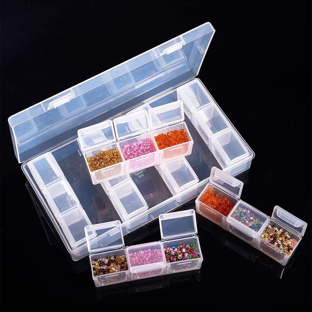 3 Pack 21 Grids Diamond Painting Boxes Diamond Painting Rhinestone Accessory Storage Cases Divider Box Organizer - 8x4.3x1.4 inch for DIY