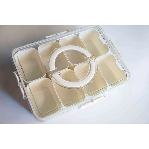 Large Divided Serving Tray With Lid And Handle, Snackle Box Container For Travel
