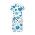 thumbnail image 4 of RANJIE Women's Plus Size Nightgown Heart Print Short Sleeve Crewneck Loose Sleep Dress Nightwear for Valentine's Day, Blue 5XL, 4 of 4