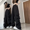 thumbnail image 1 of Pantalones de trabajo retro para mujer, pantalones de pierna recta, de cintura alta y pierna ancha con un diseño holgado e informal hasta el suelo, 1 of 6