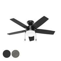 Restored Hunter Fan 44 inch Casual Matte Black Finish Indoor Ceiling Fan With LED Light Kit and Pull Chain (Refurbished)