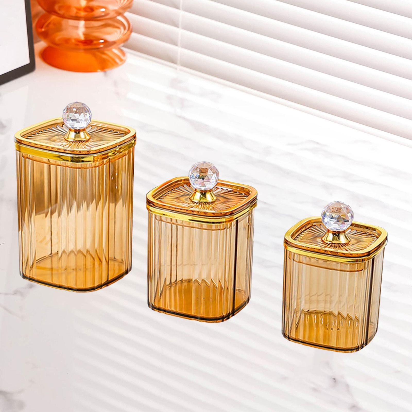 Baoblaze 3 Pieces Airtight Food Storage Container Grain Jar for Kitchen Wedding Candy Amber Big Diamond