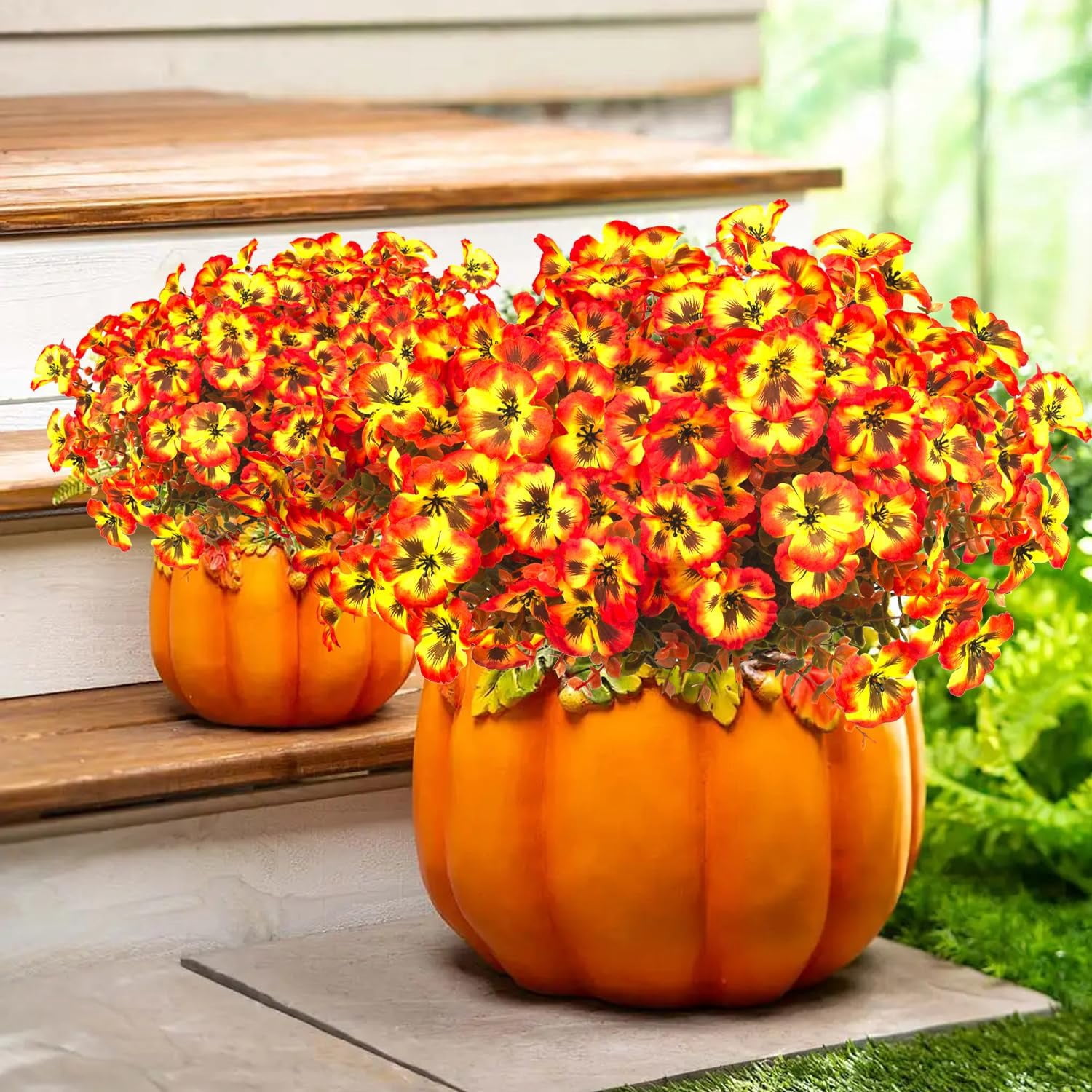 Artificial Fake Plants Flowers for Outdoor Spring Decoration, 10 Bundles Faux Silk Colorful Daisy UV Resistant Realistic for Outside Porch Patio Home Yard Garden Planters Pots Window Box(Mix)