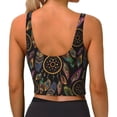 thumbnail image 3 of Lsque Decorative Feathers Printed Women'S Sports Bra, Compression, Moisture Wicking, High-Impact Sports Bra For Women,Supportive sports bra-Small, 3 of 9