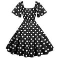 thumbnail image 3 of NECHOLOGY Plus Size Summer Dresses Short Sleeve Dot Mid-Length Retro Polka Dress Hem Women's Plus Size Summer Dresses Black Medium, 3 of 5