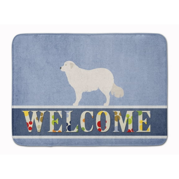 Kuvasz Welcome Machine Washable Memory Foam Mat Blue