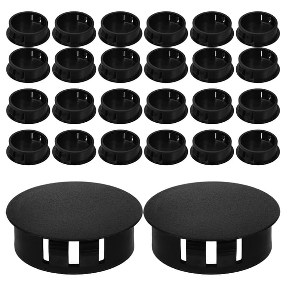 Luxshiny 30Pcs Round Hole Plugs Black Plastic For Furniture Covering And Renovations