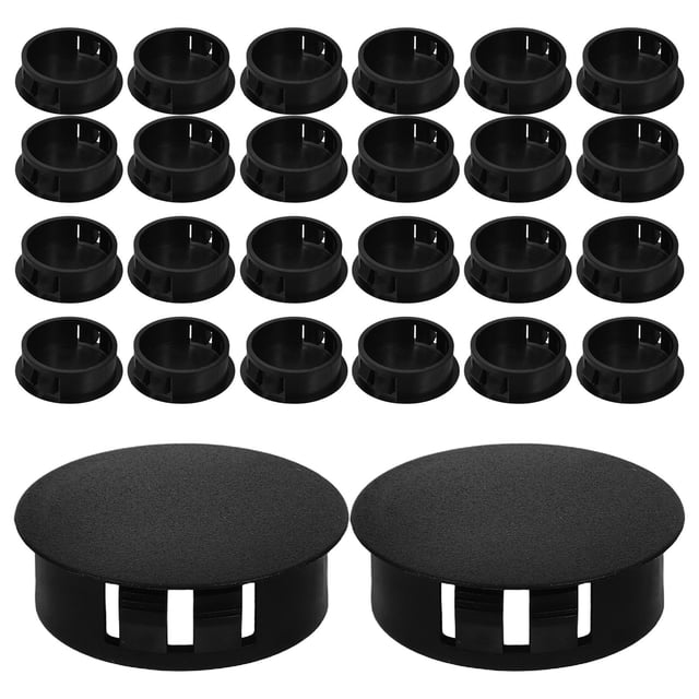 Luxshiny 30 Pcs Bouchons à Trous Ronds en Plastique Noir pour Revêtement de Meubles et Rénovations